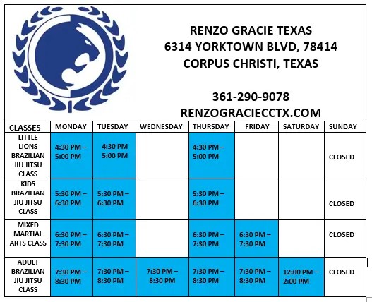 Reno Gracie Corpu Christi | BJJ and MMA Class Schedule